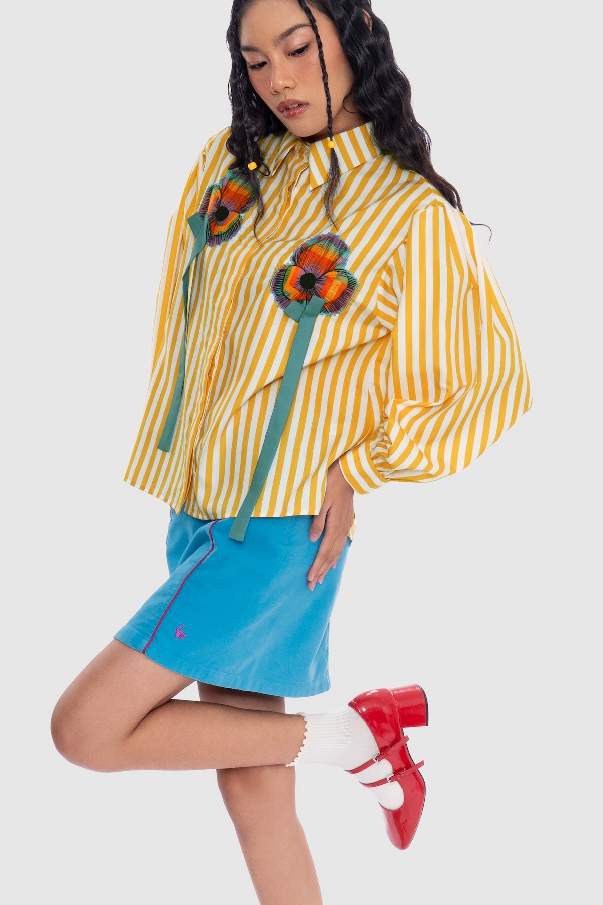 Mimosa Appliqué Shirt - Goldenrod