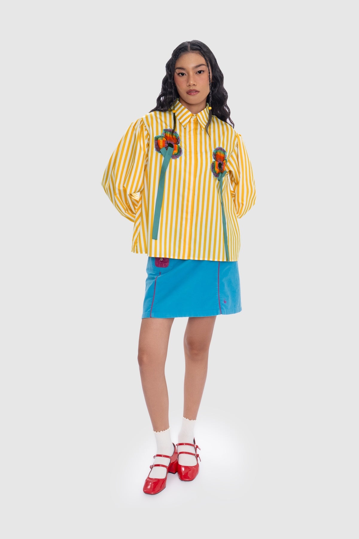Mimosa Appliqué Shirt - Goldenrod