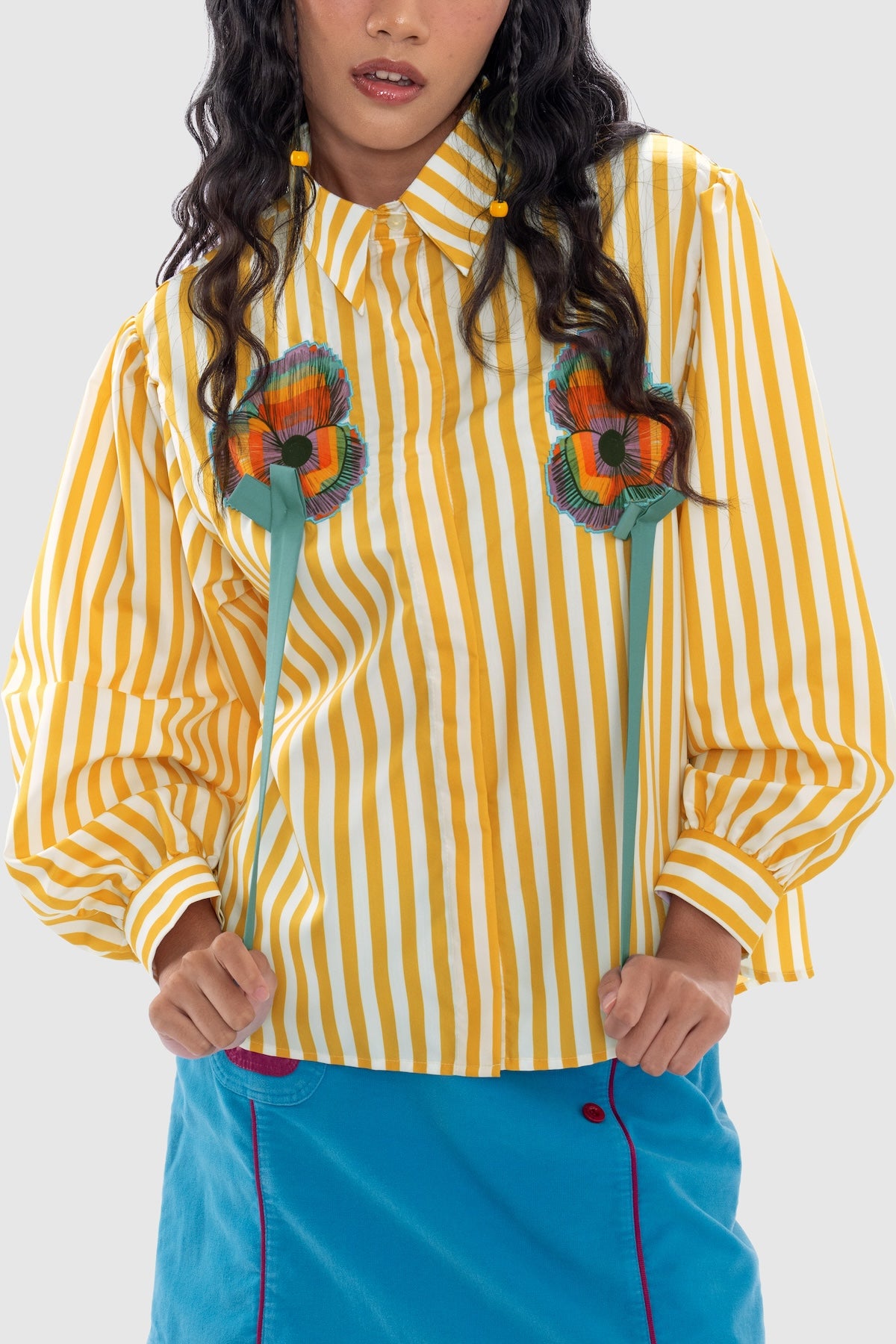 Mimosa Appliqué Shirt - Goldenrod