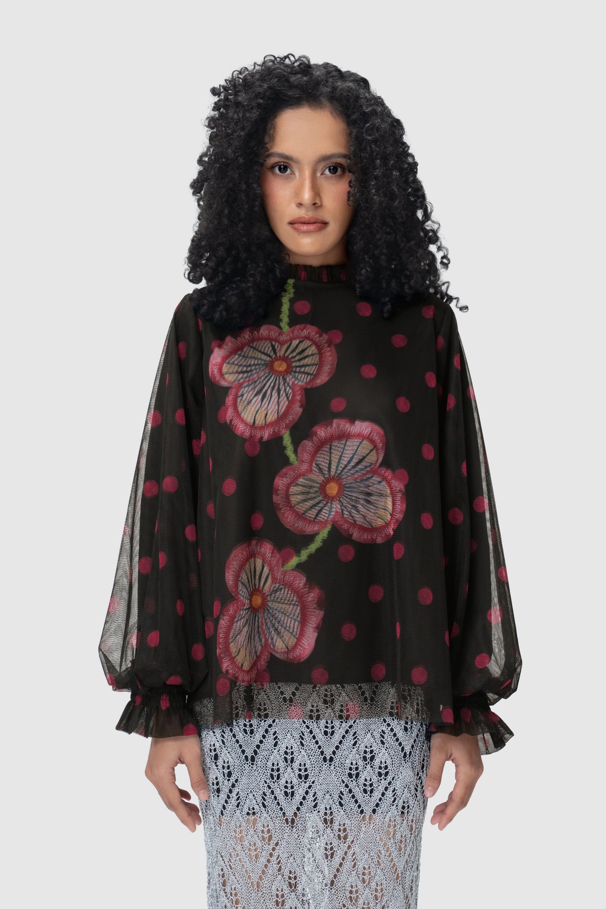 Nyx Tulle Blouse - Pink Glo