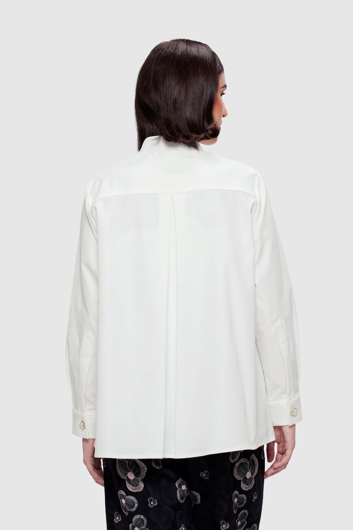 Pansy Embroidery Shirt - Cloudy