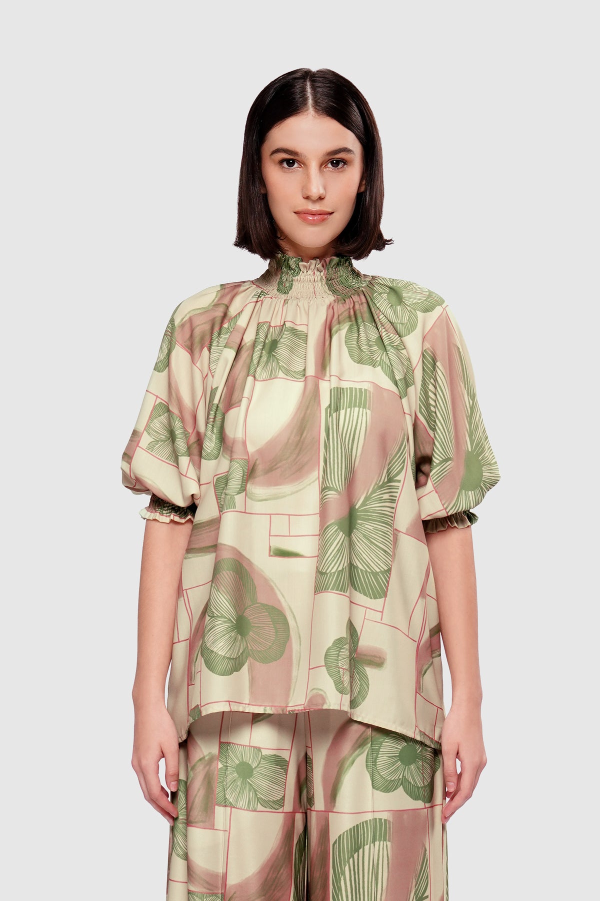 Petaline Smock Blouse - Moonbeam