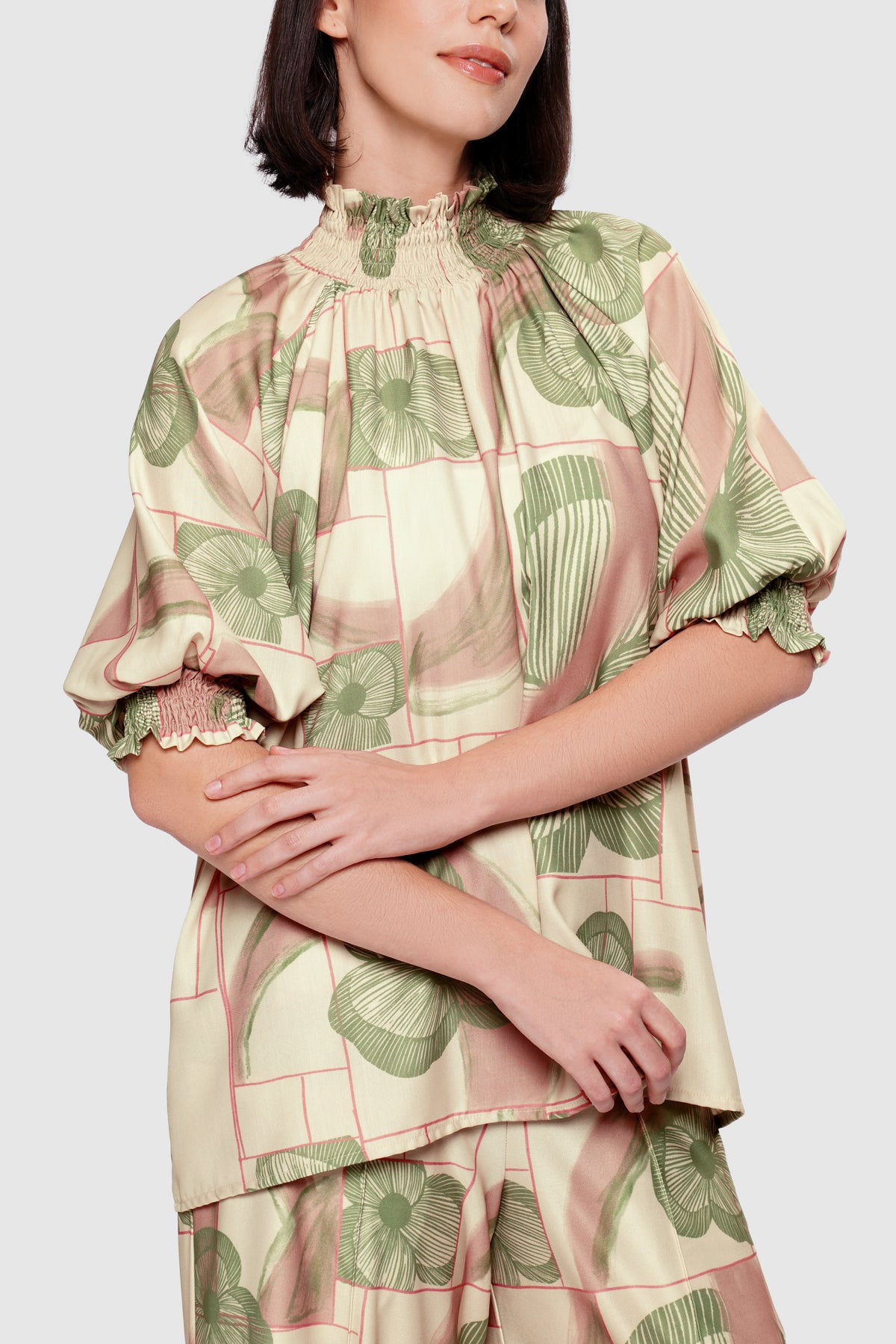 Petaline Smock Blouse - Moonbeam