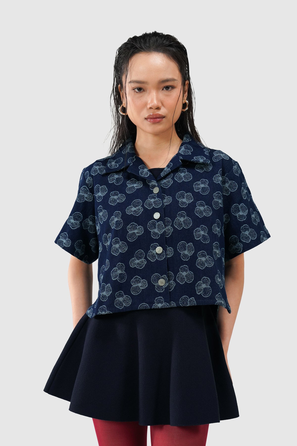 Paula Crop Shirt - Indigo