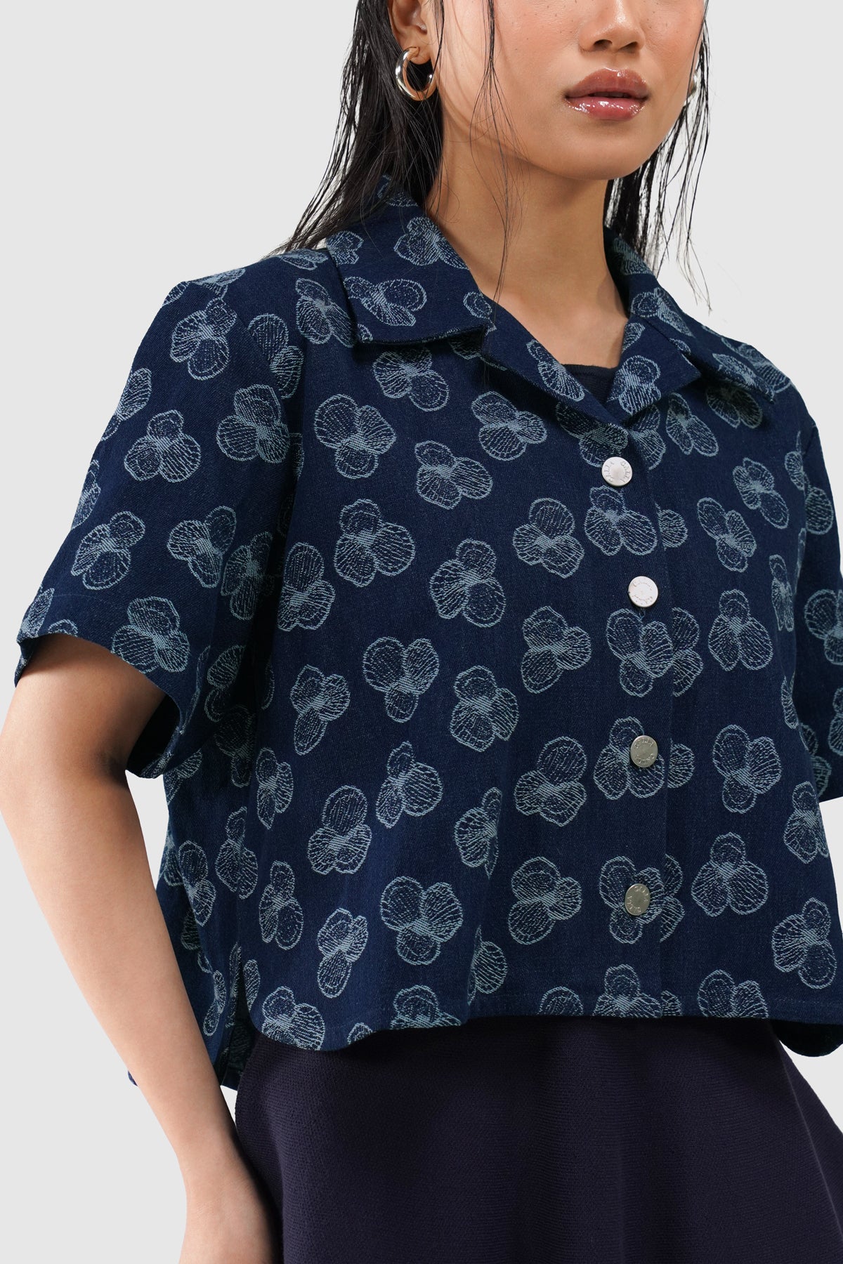 Paula Crop Shirt - Indigo