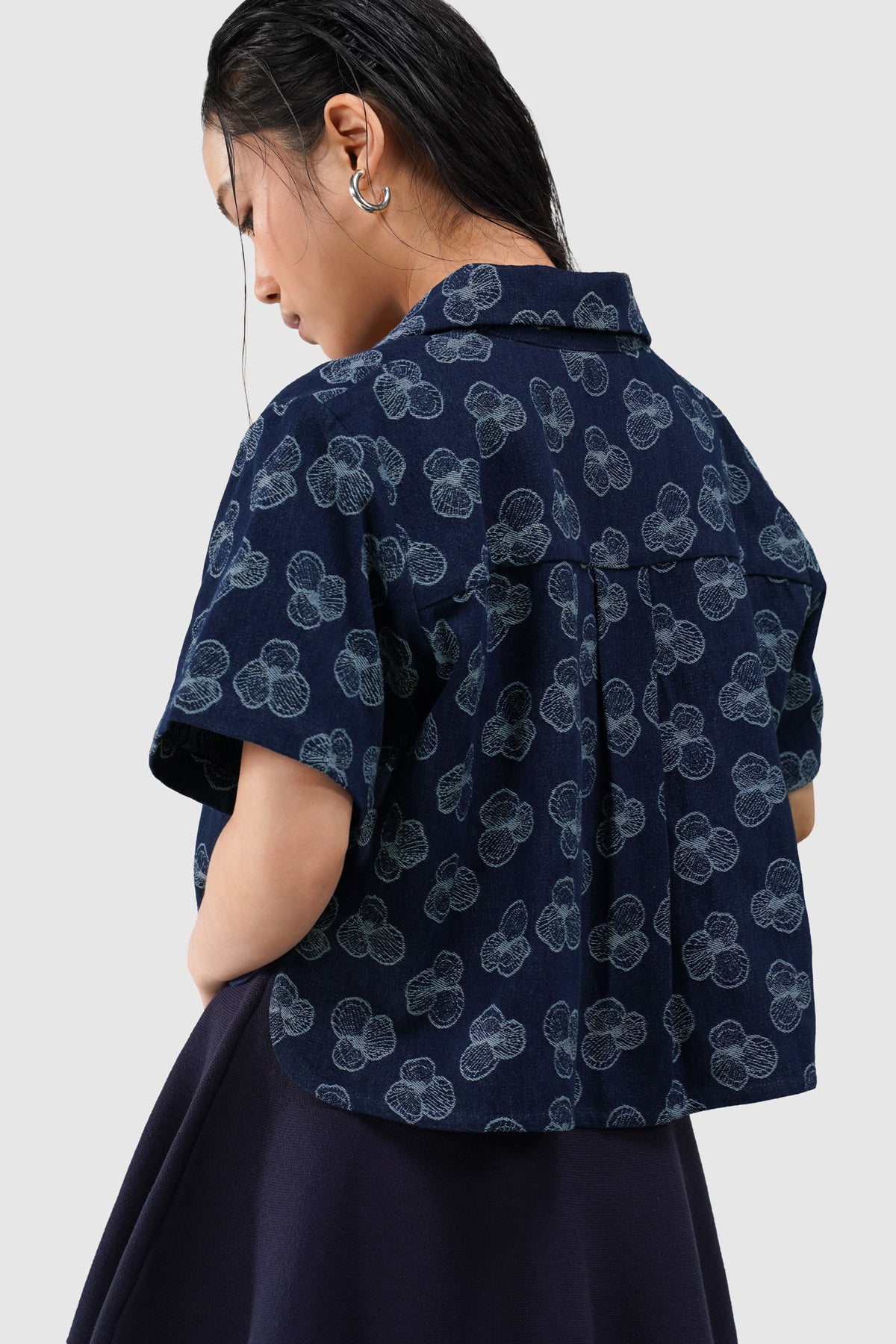 Paula Crop Shirt - Indigo