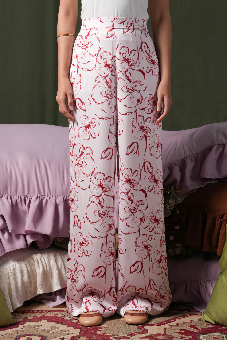 Rosansy Satin Pants - Blush