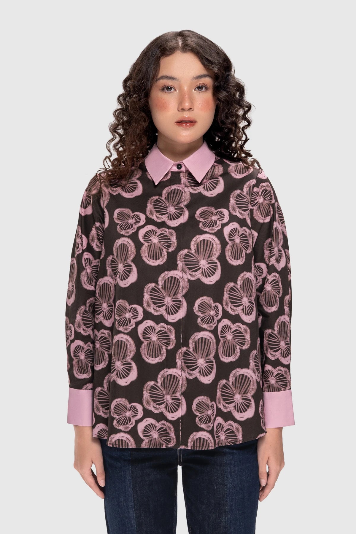 Rosette Relaxed Shirt - Berry