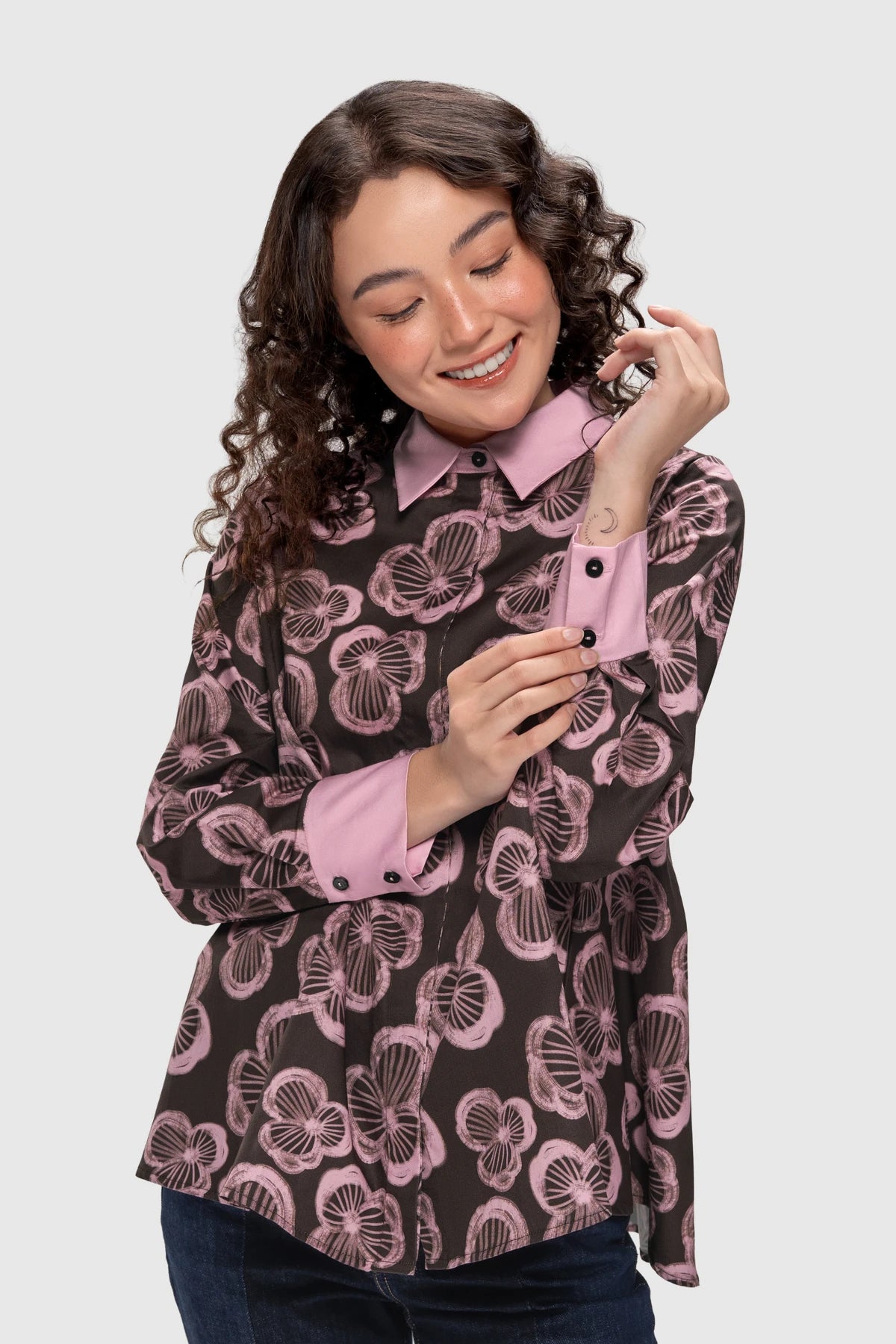 Rosette Relaxed Shirt - Berry