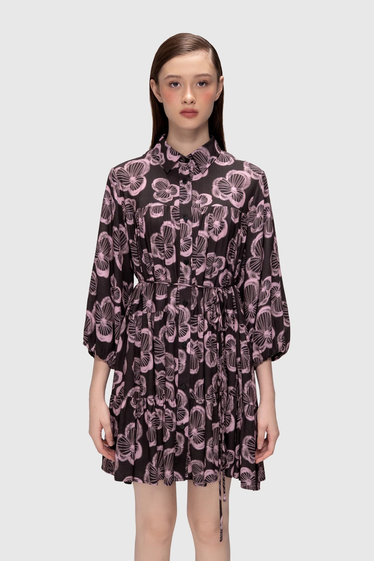 Rosette Tier Dress - Berry