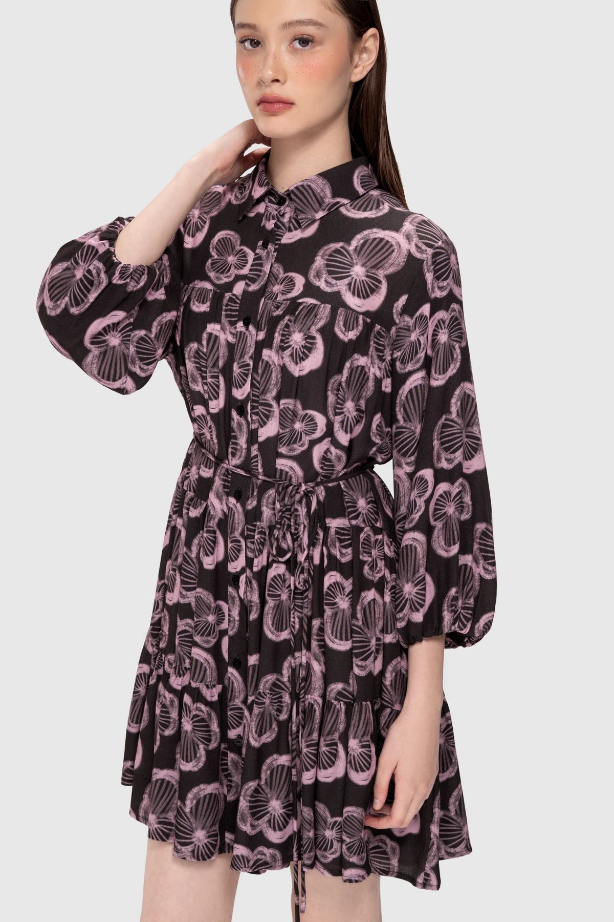 Rosette Tier Dress - Berry