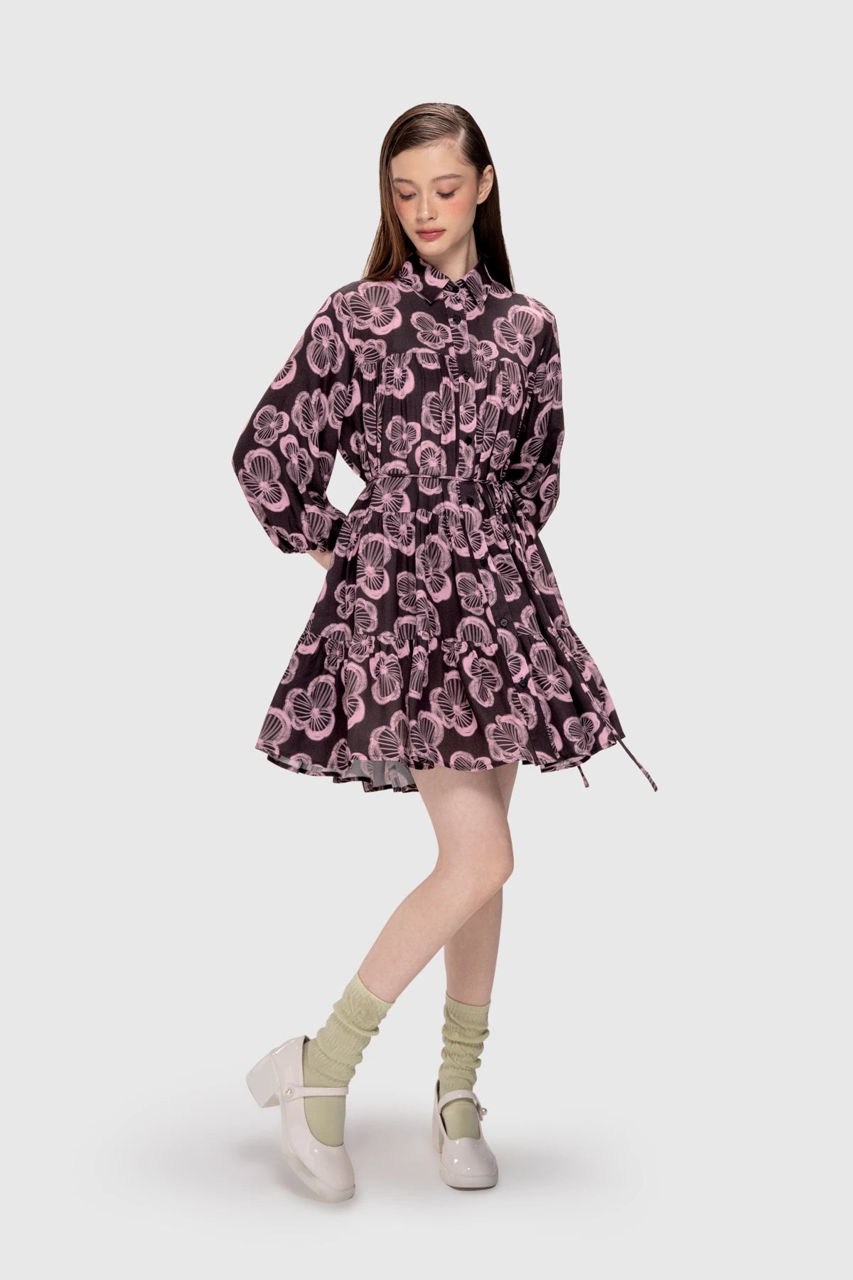 Rosette Tier Dress - Berry