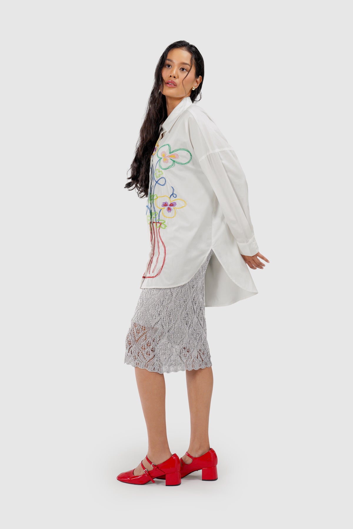 Sophie Embroidery Shirt - White