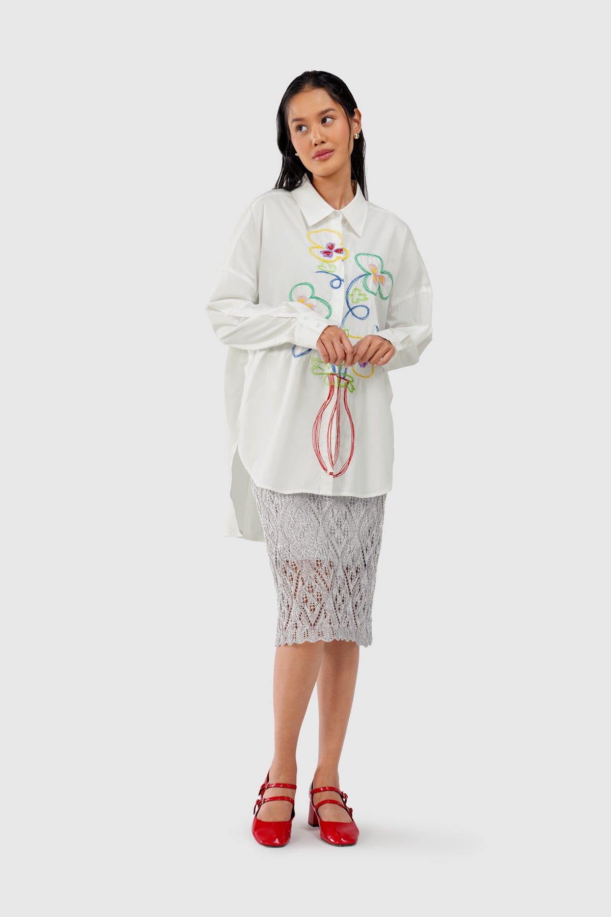 Sophie Embroidery Shirt - White