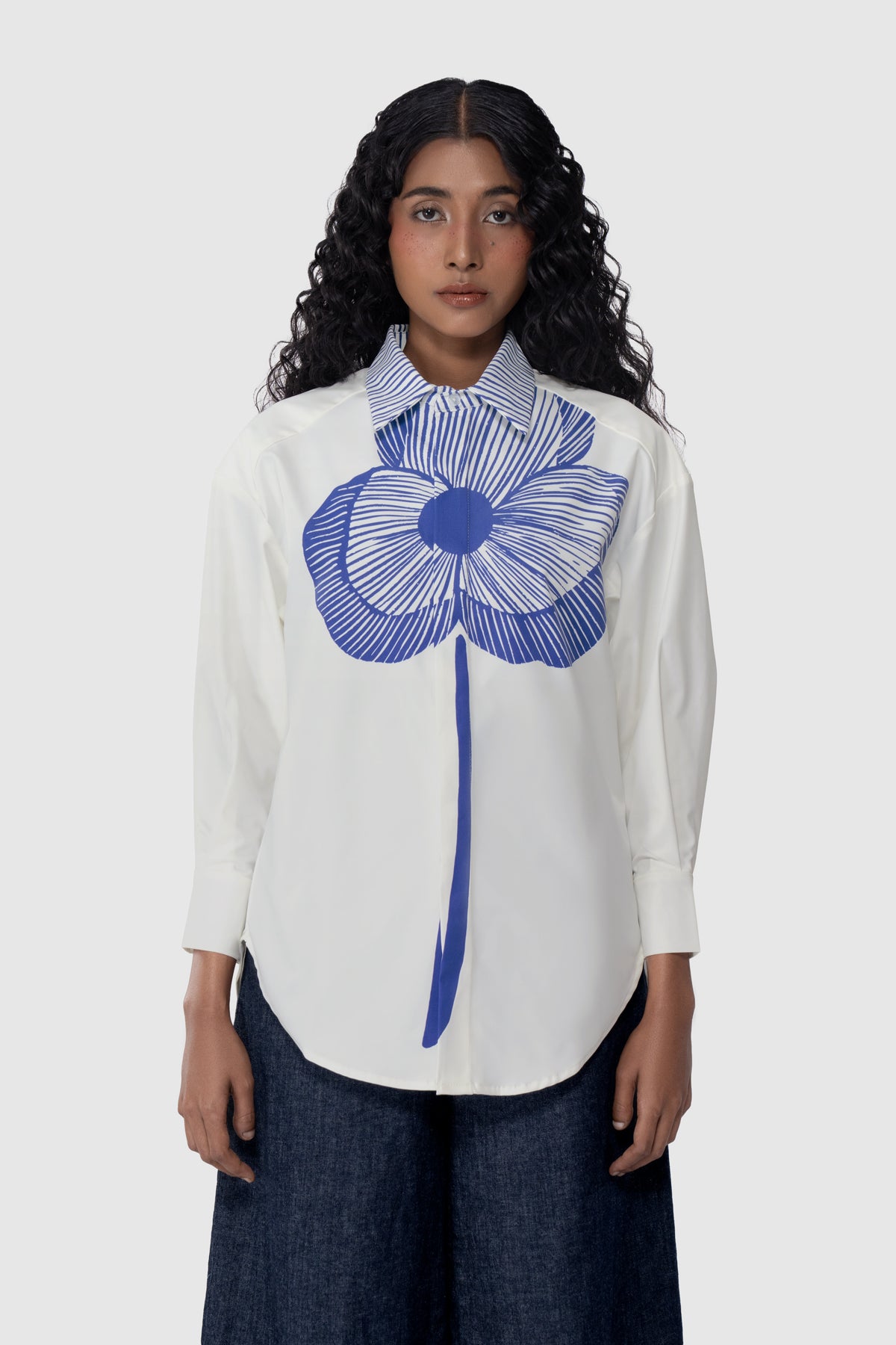 Sora Structured Shirt - Blue Pansy