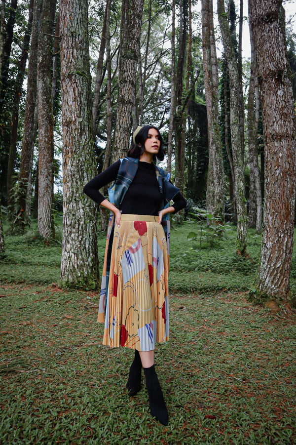 BEAU YELLOW UMBRELLA PLEATS SKIRT