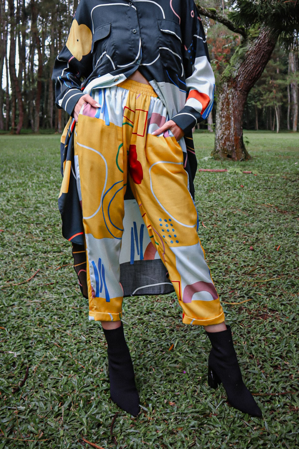 BEAU YELLOW RUBBER WAIST PANTS