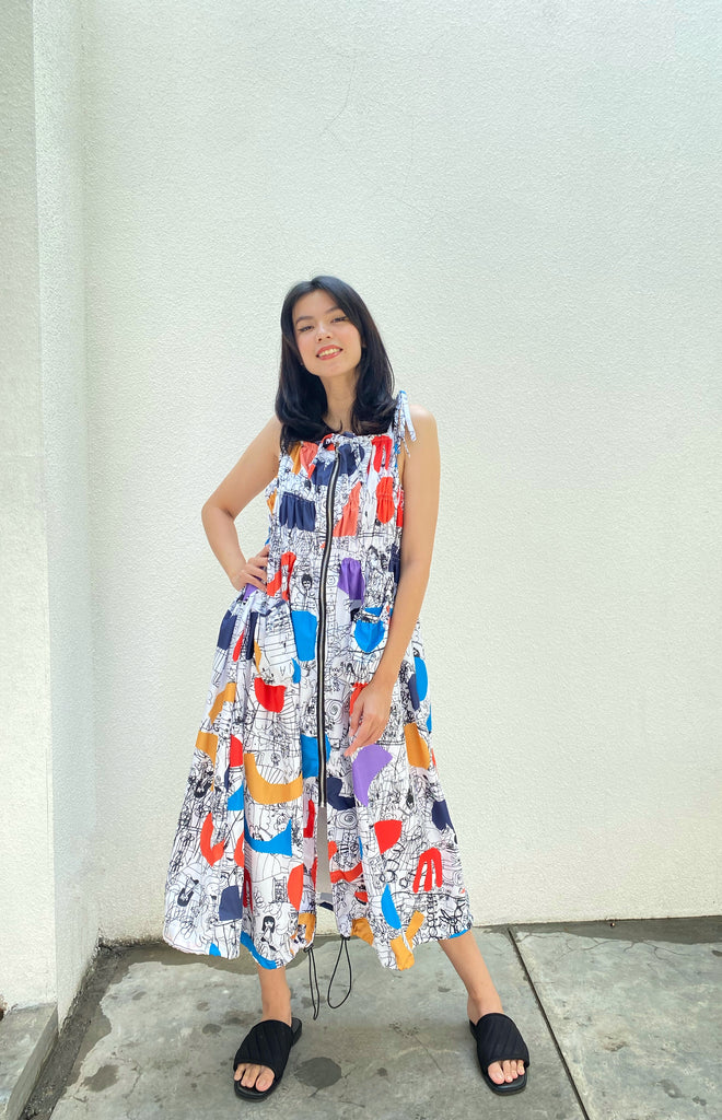 DOODLE NYLON DRESS