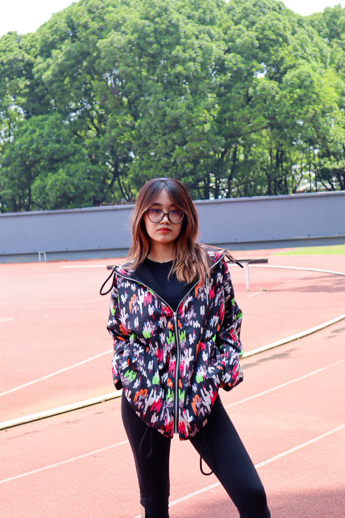 BLACK CORAL NYLON LONG JACKET