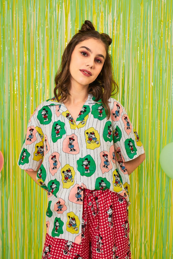 DISNEY MICKEY MOUSE & MINNIE MOUSE CALLA SHORT SHIRT
