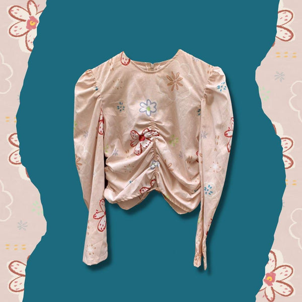PALE PINK CROP TOP BLOUSE